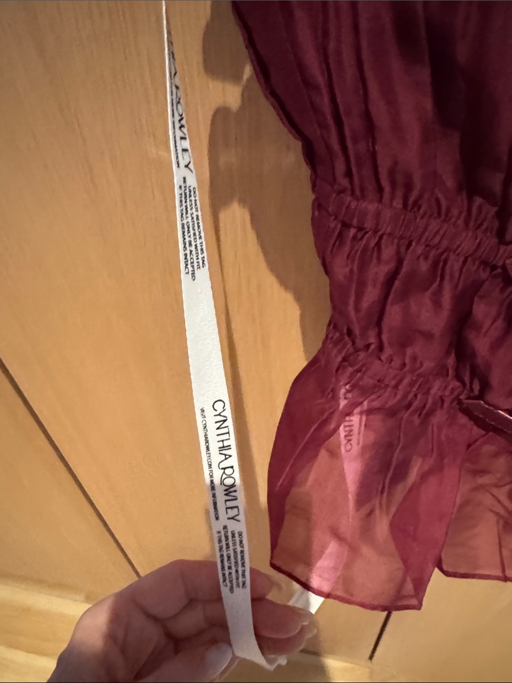 Cynthia Rowley Burgundy Strapless organza top with Gold Buckles - Picture 4 of 5